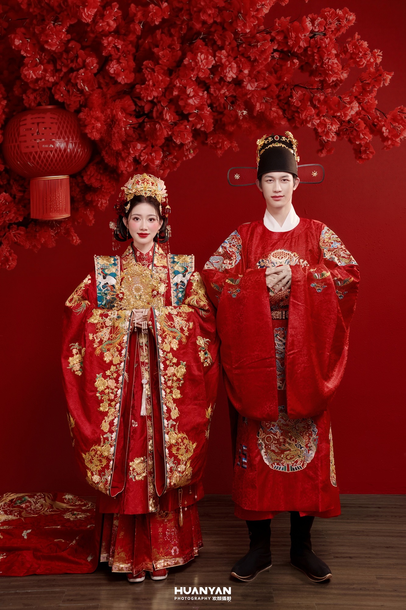 室内影棚汉服古装婚纱照实拍（十里红绸系列）